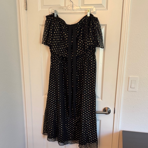 Eloquii Dresses & Skirts - Black Polka Dot Off-Shoulder Dress